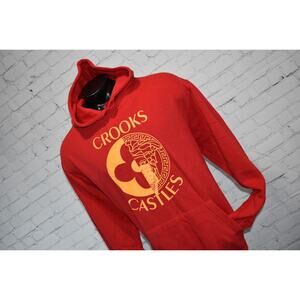 Crooks & Castles Hoodie Mens Size 3XL Red Cotton Polyester Blend Front Pocket
